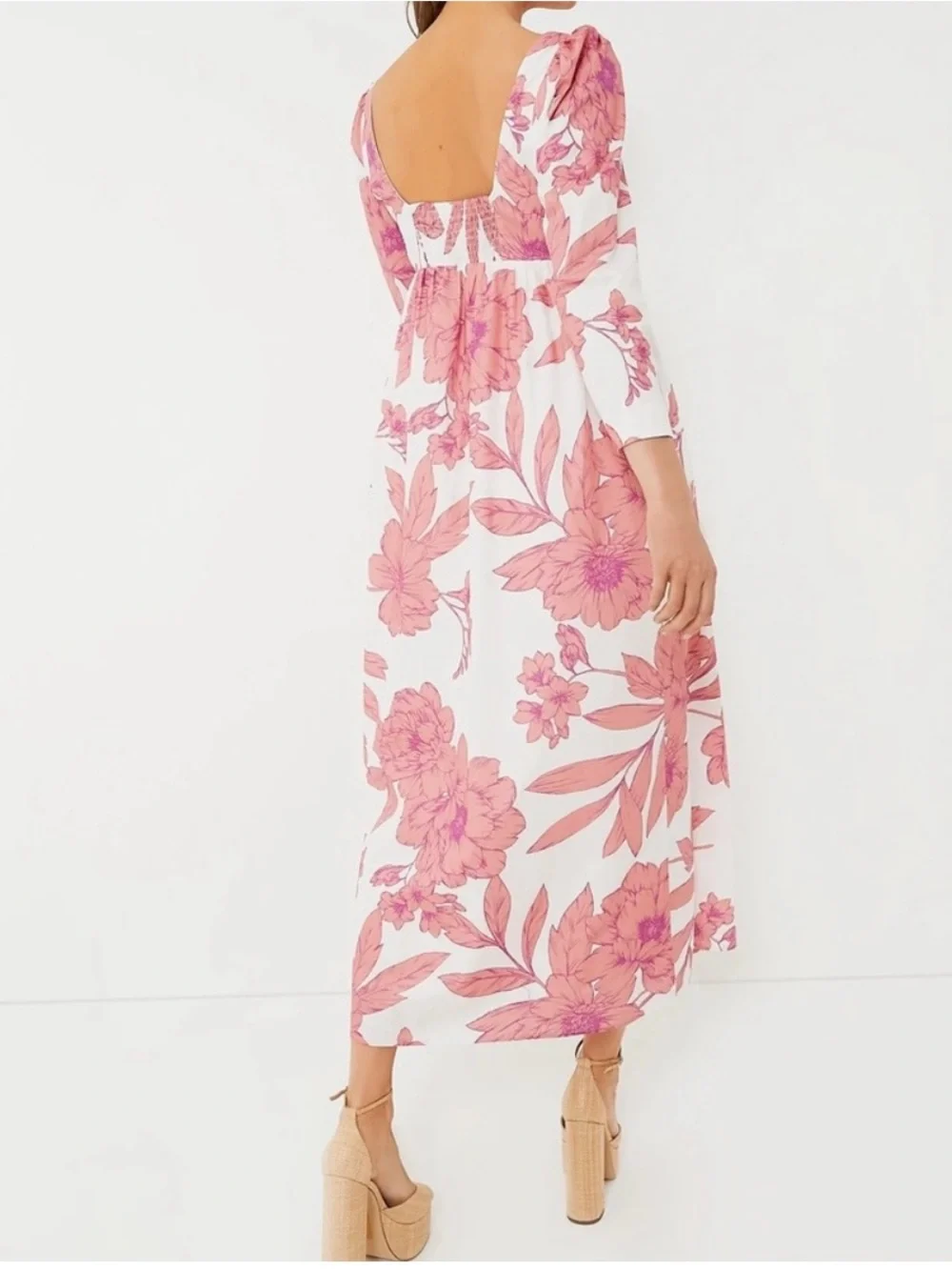 HYACINTH HOUSE Coral Peony Print Carina Maxi Dress SIZE M
